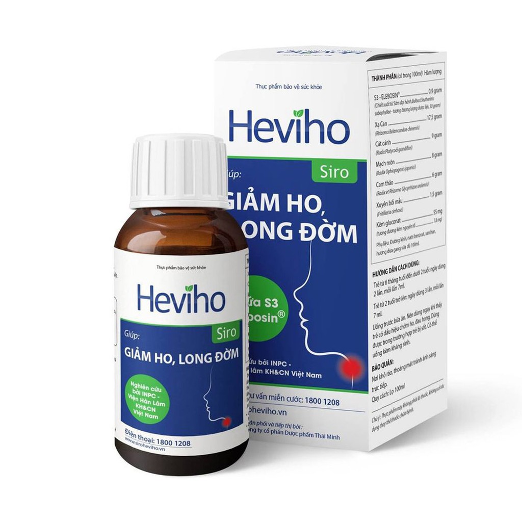 Siro Heviho hỗ trợ giảm ho, đau rát họng và long đờm 100ml