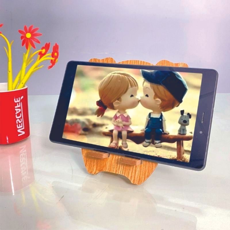 Kệ Điện Thoại Giá Đỡ Máy Tính Bảng Mini Bằng Gỗ Ép Tiện Dụng Hình Con Heo Dễ Thương 16.5cmx14.2cm