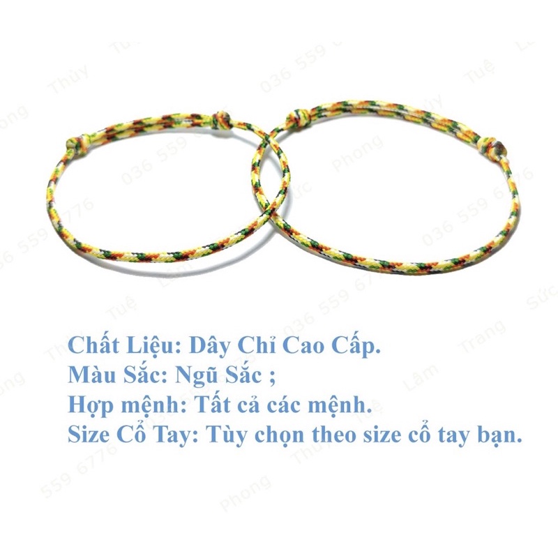 Vòng Tay Dây Ngũ Sắc Handmade, Vòng Tay Phong Thuỷ
