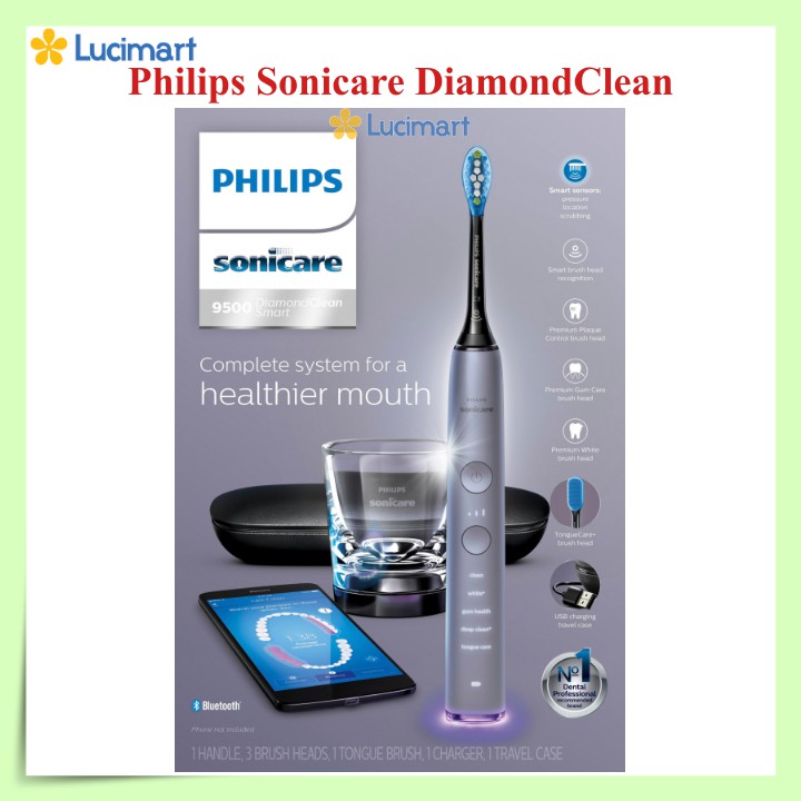Bàn chải điện Philips Sonicare 9500 DiamondClean Smart [Hàng Mỹ]