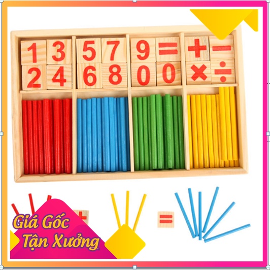 Đồ chơi bộ que tính cho bé - đồ chơi gỗ phát triển trí tuệ montessori giúp