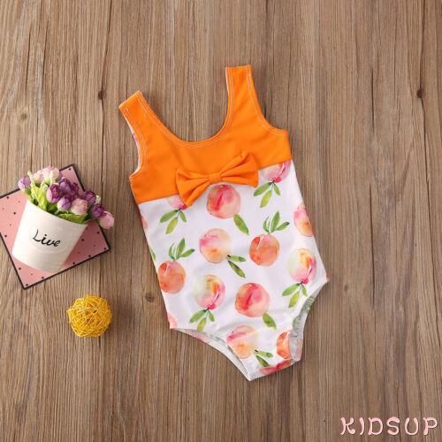 Bộ Đồ Bơi Hai Mảnh Không Tay In Họa Tiết Trái Đào Xinh Xắn Cho Bé Gái