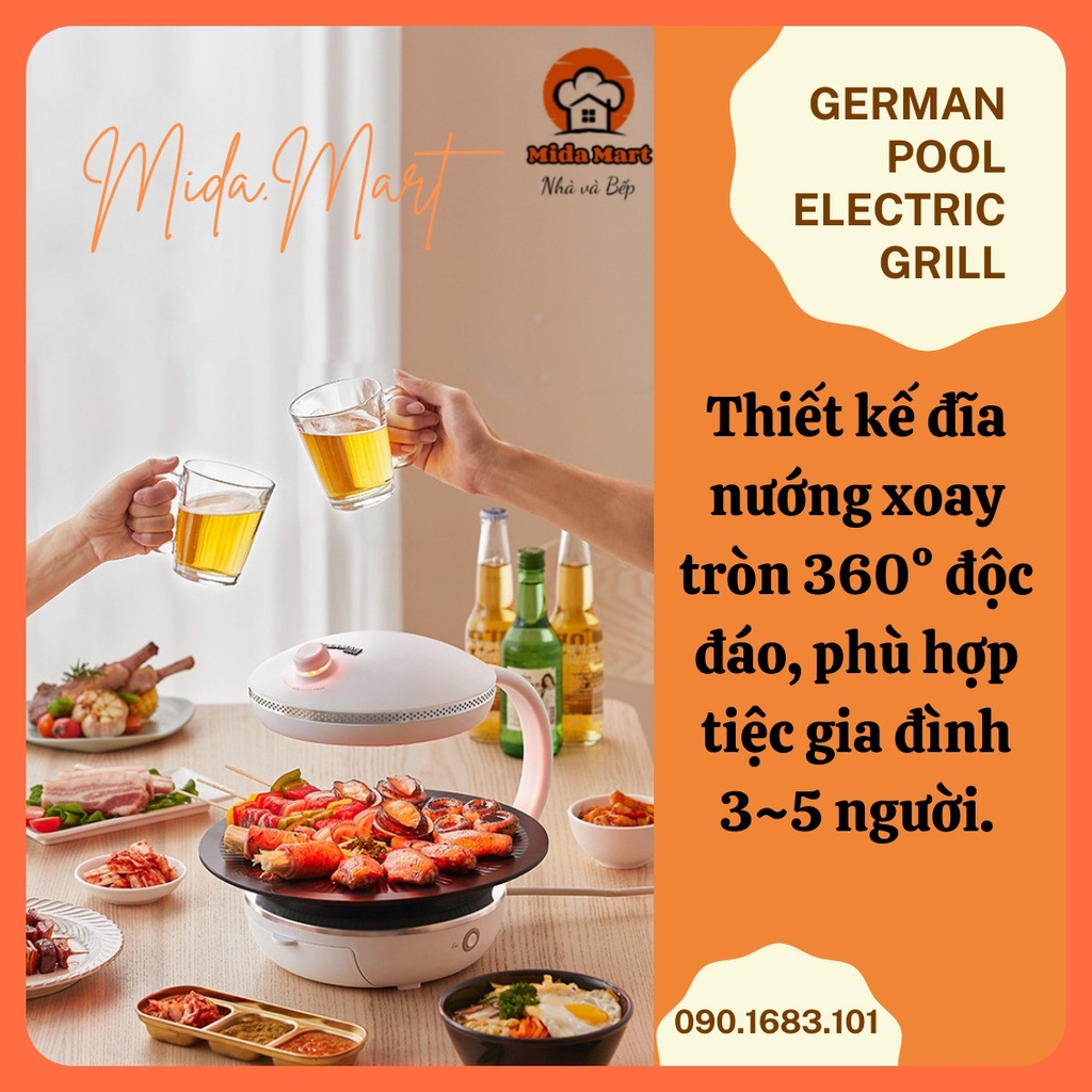 🔥 BẾP NƯỚNG HỒNG NGOẠI KHÔNG KHÓI XOAY TỰ ĐỘNG 360° GERMAN POOL CHÍNH HÃNG BẢO HÀNH 6 THÁNG 🔥