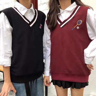 Áo Gile Chất Da Cá Unisex Thể Thao Viền Cổ Dễ Thương