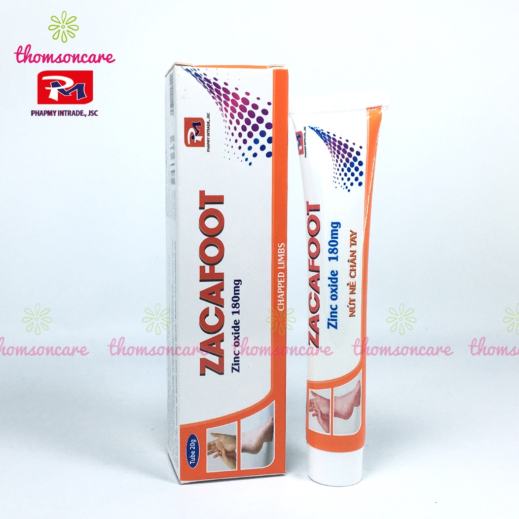 Kem gót chân tay từ Kẽm Oxyd Zacafoot, dưỡng ẩm giảm nứt nẻ ,tinh chất nghệ Nano Curcumin, vaseline và mật ong