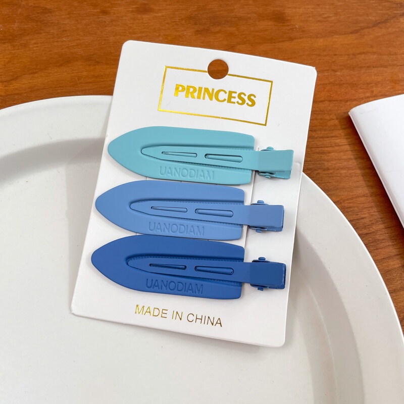Set 3 Kẹp Tóc Thuyền Kim Loại Khắc Chữ Đồng Màu Phụ Kiện Tóc Nữ Xu Hướng Thời Trang Hàn Quốc