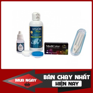 [FREESHIP|COMBO N] 01 Cặp Kính Áp Tròng Australia Màu Đen Medicolor + 01 Nước Ngâm + 01 Nước Nhỏ Mắt + Nhíp Đeo Lens