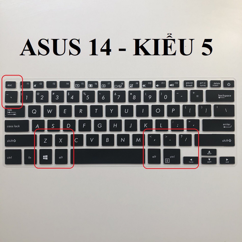 Miếng silicon phủ bàn phím laptop Asus từ 13 đến 14 inch - Kiểu 5 - phím nổi
