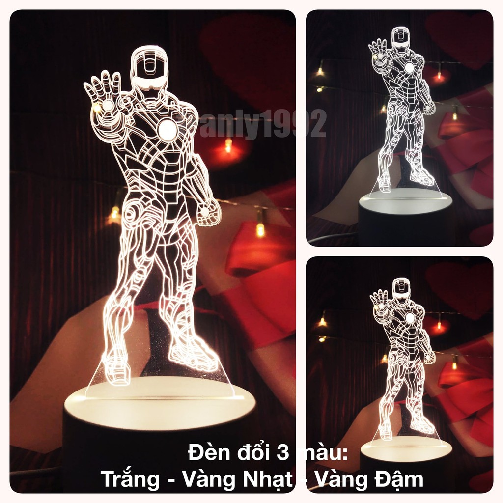 Đèn ngủ 3D IRON MAN, đèn trang trí, quà tặng sinh nhật độc đáo