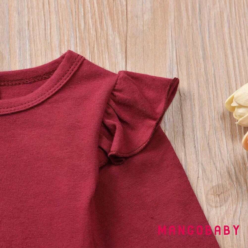 Bộ Trang Phục 3 Món Áo Liền Quần Tay Dài Màu Trơn + Quần Dài In Hoa Dễ Thương Cho Bé Gái Sơ Sinh