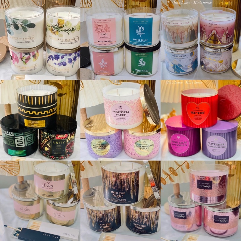 Nến thơm Bath &amp; body work 3 bấc - Đủ mùi