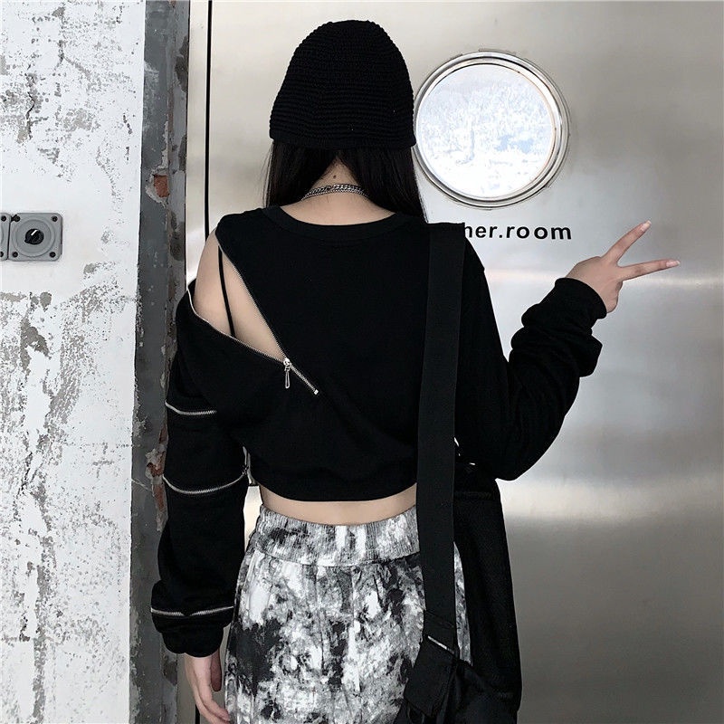 Áo Thun Tay Dài Cổ Tròn Rộng Hở Vai Phong Cách Hàn Quốc Mới Dành Cho Bạn Nữ