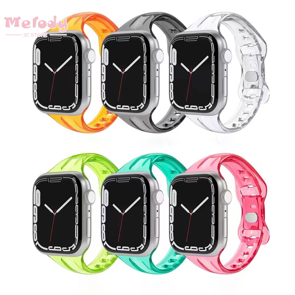 Dây Đeo Bằng silicone Trong Suốt Cho Đồng Hồ Thông Minh iwatch 8 / 7 / 6 / SE / 5 / 4 / 3 8 45 / 44 / 42 / 41 / 40 / 38mm