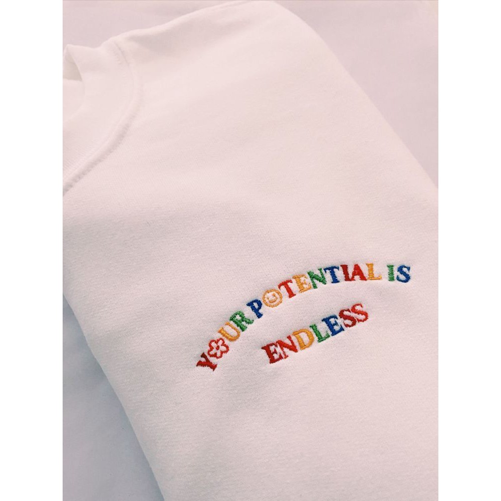 Áo thun thêu cotton unisex YOUR PONTENTIAL IS ENDLESS