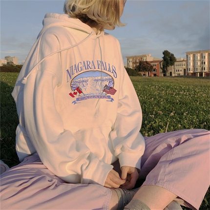 Áo hoodie phong cách Ulzzang Hàn Quốc tay dài họa tiết in chữ trẻ trung sành điệu