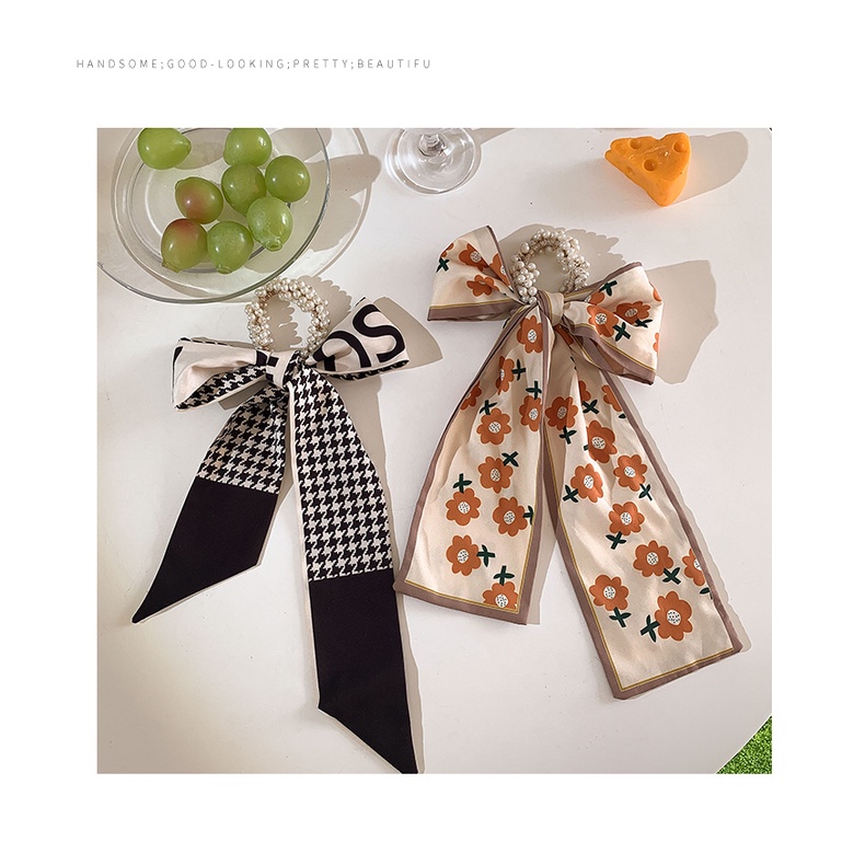 Dây Buộc Tóc Hình Nơ Đính Ngọc Trai Giả Phong Cách Hàn Quốc Mới 2023