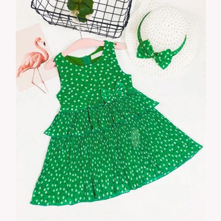 Đầm Xinh Cho Bé Gái Vải Voan Hoa Dập Ly Kèm Nón  CHOTO CT 2179