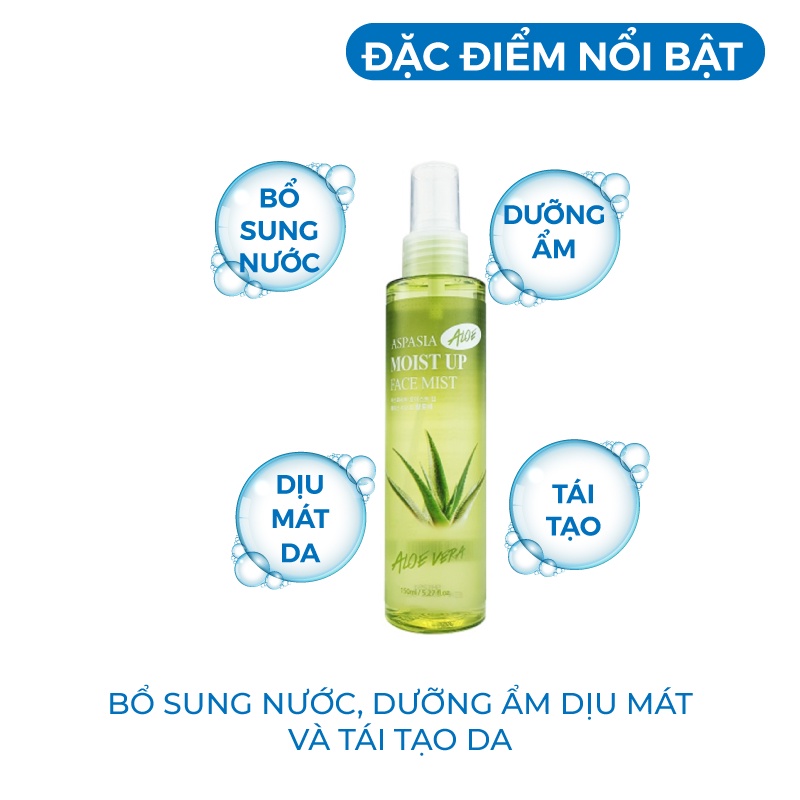 Nước xịt khoáng Aspasia Moist Up Face Mist Hàn Quốc se khít lỗ chân lông kiểm soát bã nhờn 150ml | BigBuy360 - bigbuy360.vn