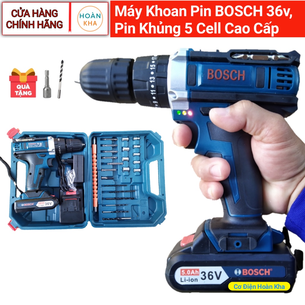 Máy Khoan Pin BOSCH 36V, 3 chức năng có búa, tặng hộp phụ kiện 24 chi tiết