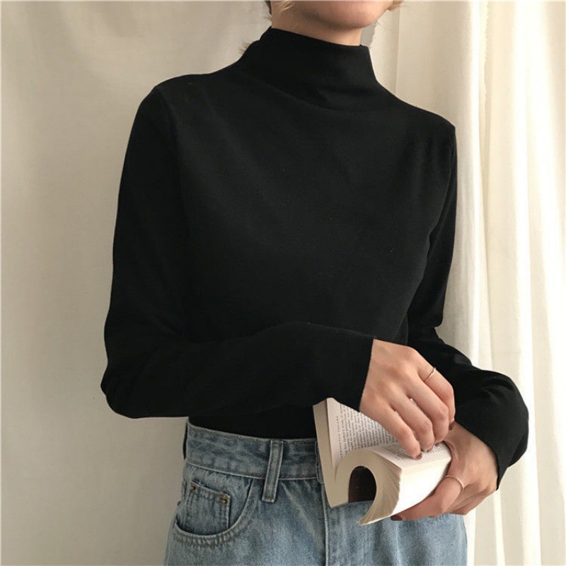 Áo Thun Trơn Cổ Lọ Dài Tay  Nana's House - FREESHIP  Áo nữ body dài tay dáng ôm, cá tính, sang chảnh