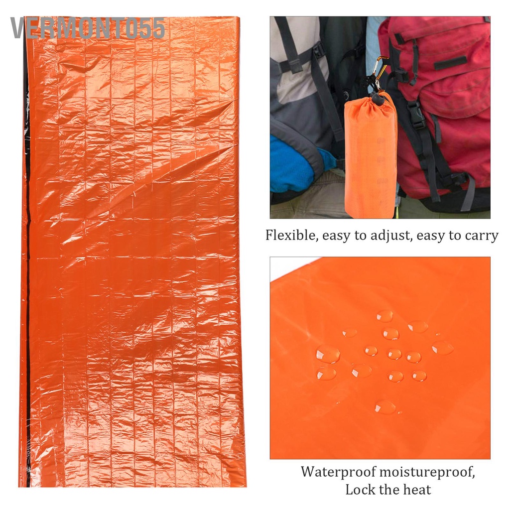 Vermont055 Cắm trại ngoài trời Lều khẩn cấp di động Túi ngủ giữ ấm không thấm nước màu cam