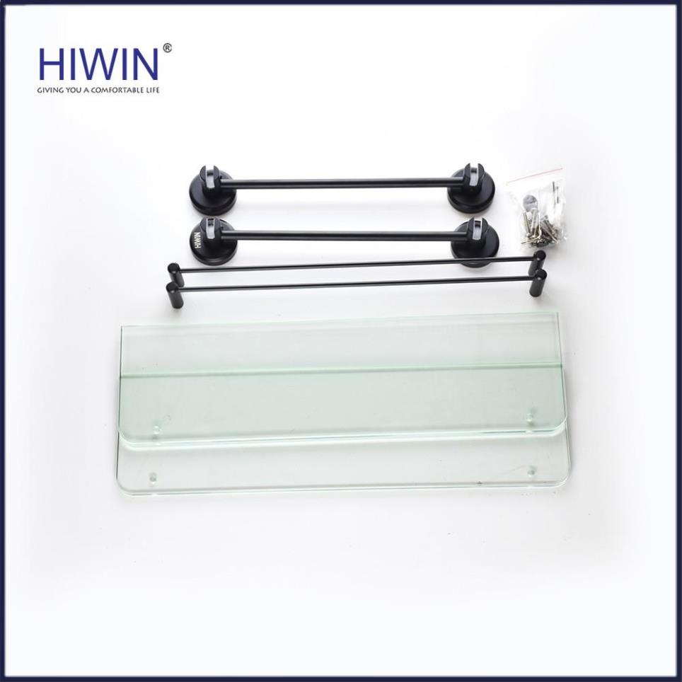 Kệ kính 2 tầng để đồ phòng tắm inox 304 mạ đen HIWIN Y-542A