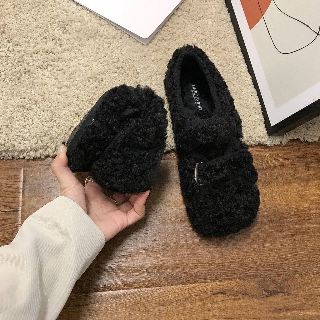 Giày Len Lông Cừu Đế Dày Phong Cách Hàn Quốc