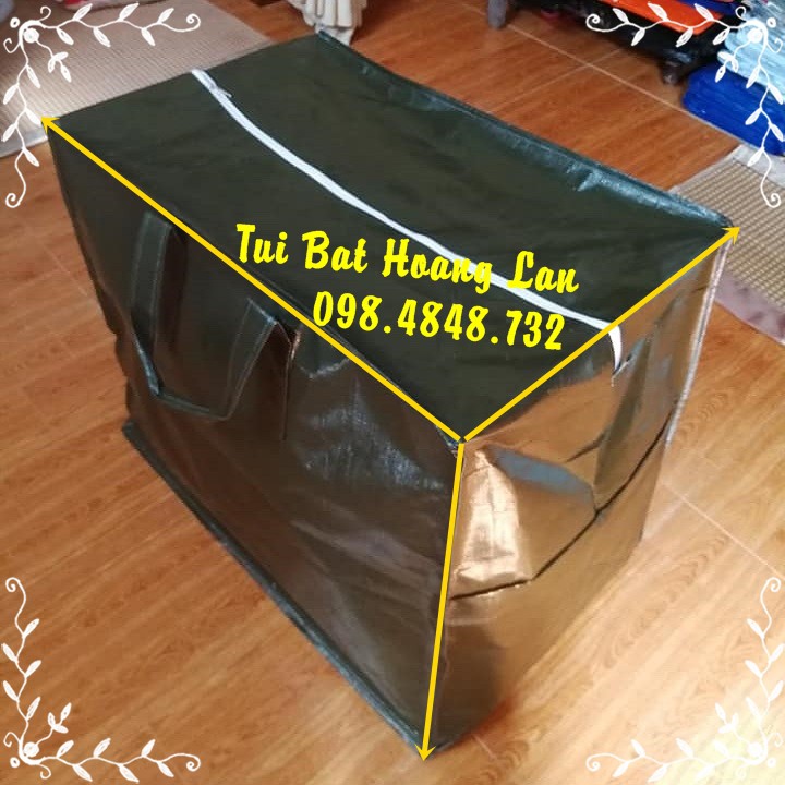Combo 5 túi bạt dứa xanh rêu to, dày XXL đựng quần áo chăn màn, hàng hóa - hàng đẹp, chất lượng