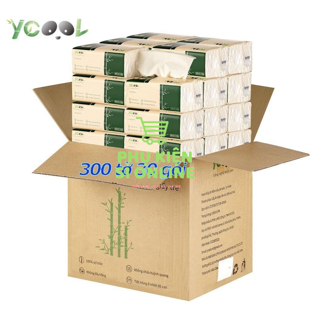 Combo 4 thùng khăn ăn Gấu Trúc YCOOL/ khăn giấy rút cao cấp dai, mềm, mịn , không hóa chất , an toàn sử dụng Store4girls