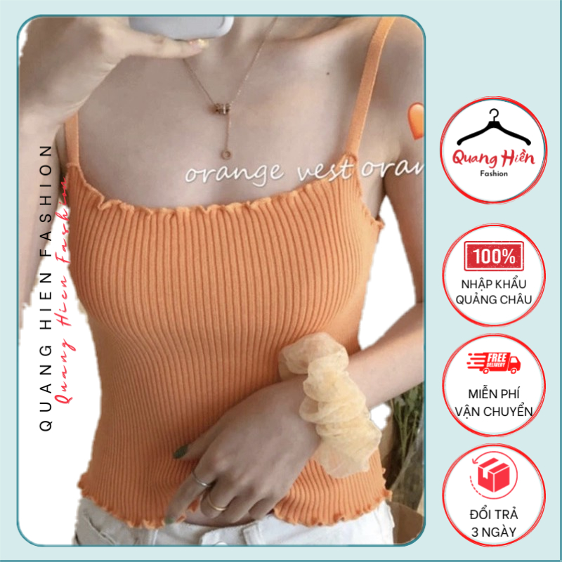 Áo 2 dây Quảng Châu len tăm viền lượn sóng freesize MS095