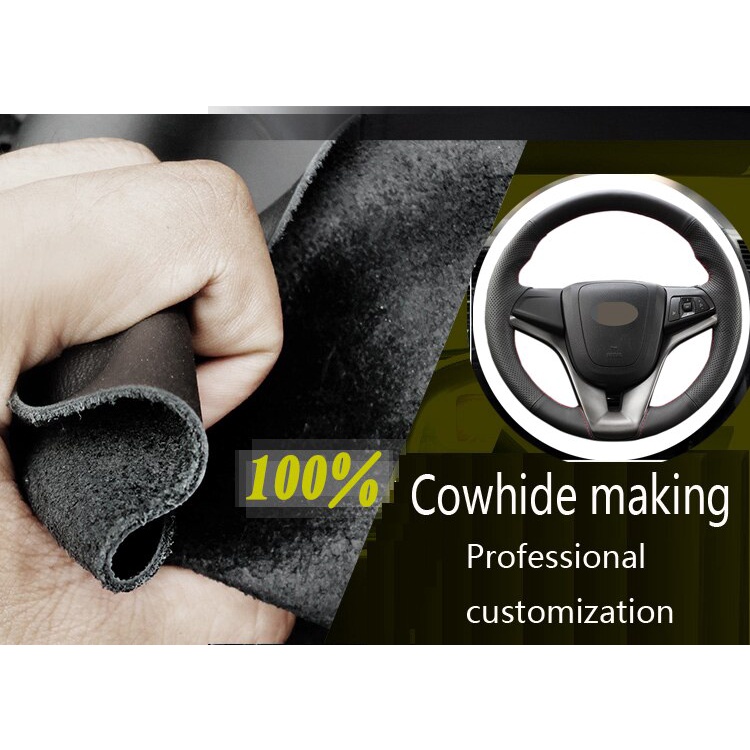 Vỏ Bọc Vô Lăng Bằng Da Bò Thật Màu Đen Cho Chevrolet Cruze 2009-2014 Aveo 2011-2014 Orlando 2010-2017