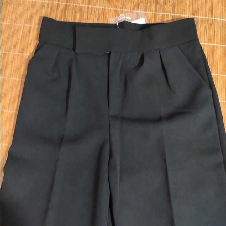 Quần tây ống rộng nữ cạp Dán lưng cao dáng dài chất vải màu đen dày dặn Quần tây nữ lưng cao đi học ống suông rộng đứng