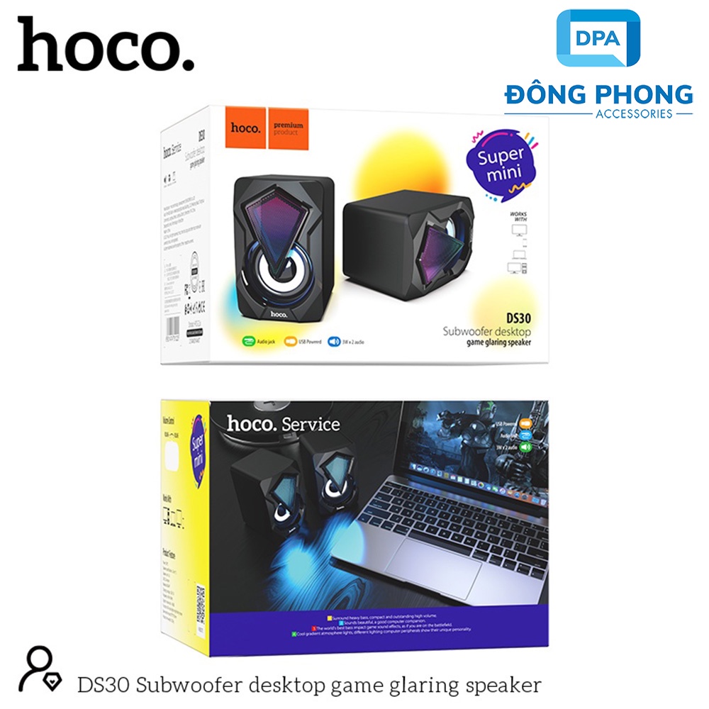 [Mã ELHACE giảm 4% đơn 300K] Loa Vi Tính Âm Thanh Trung Thực, Led Đổi Màu Hoco DS30 Chính Hãng