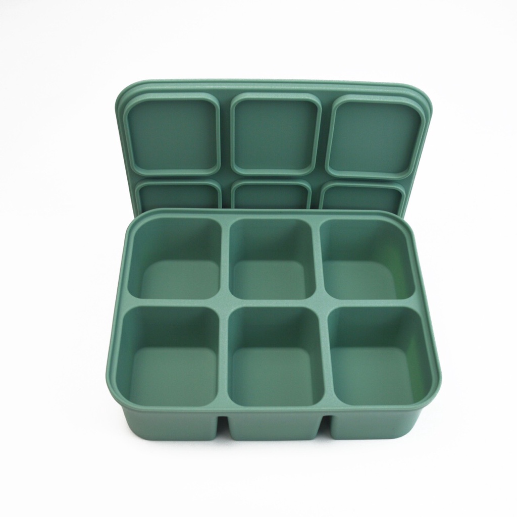 Khay silicone trữ đông 6 ngăn có nắp, khay trữ đông đồ ăn dặm, khuôn nướng bánh mesocshop