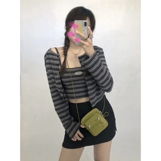 JANET STUDIO •  Set áo sọc xám đen