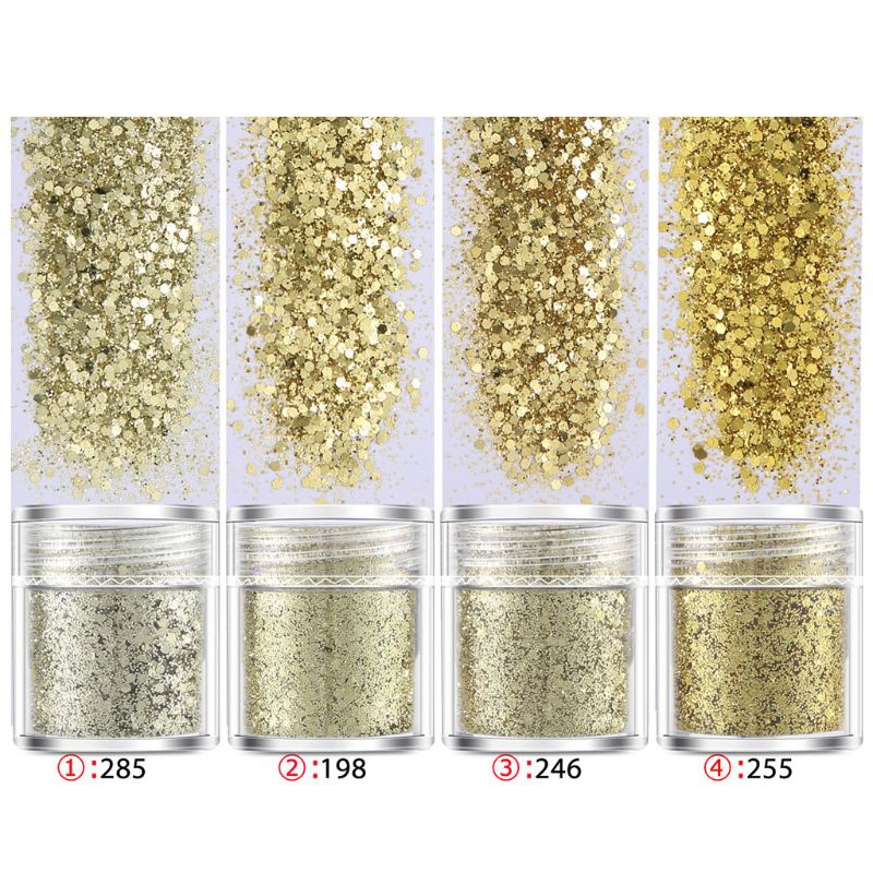 [Hàng mới về] Bộ 4 chai bột sequin resin epoxy UV sắc tố lấp lánh lấp khuôn làm móng tay