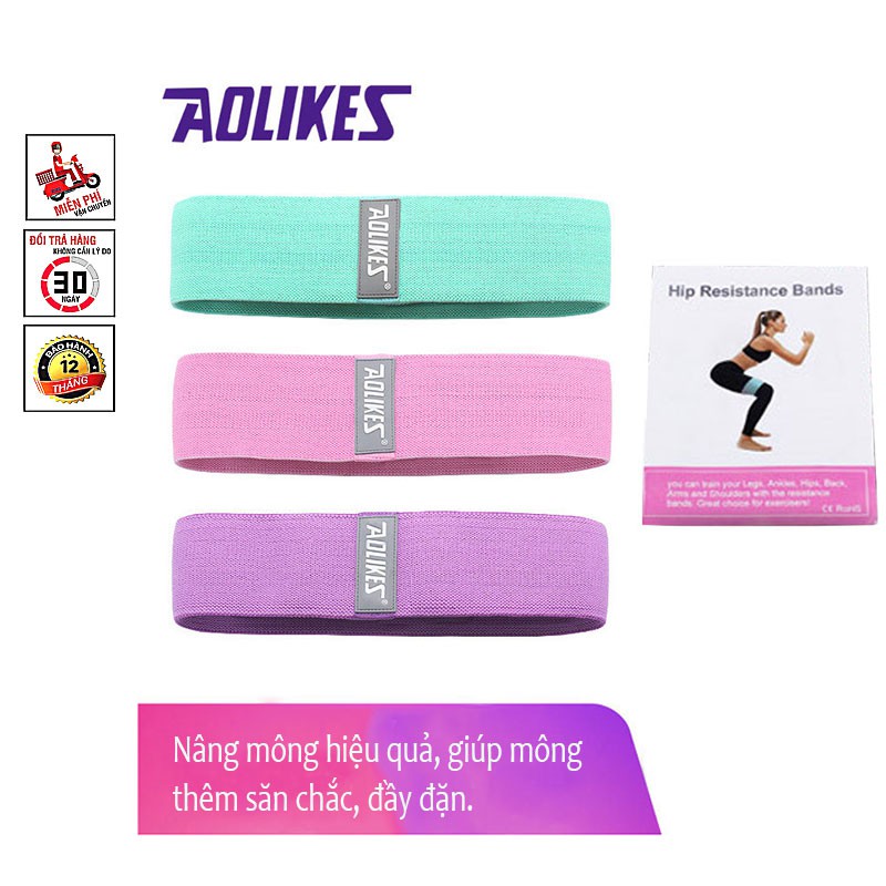 Dây Đàn Hồi Kháng Lực Tập Mông Miniband Aolikes Cao Cấp, Dây Đàn Hồi Tập Yoga Gym Bằng Vải Êm Mềm Chống Tuột PK8005