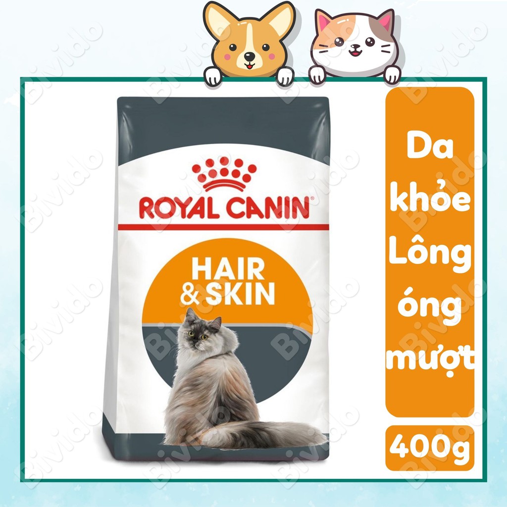 Thức ăn mèo Royal Canin Hair &amp; Skin giúp lông mượt da khỏe túi 400g - Bivido