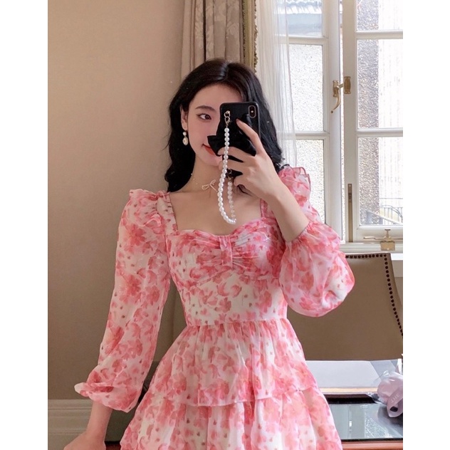 MẪU HOT-Đầm xòe voan hoa tầng phong cách ngọt ngào
