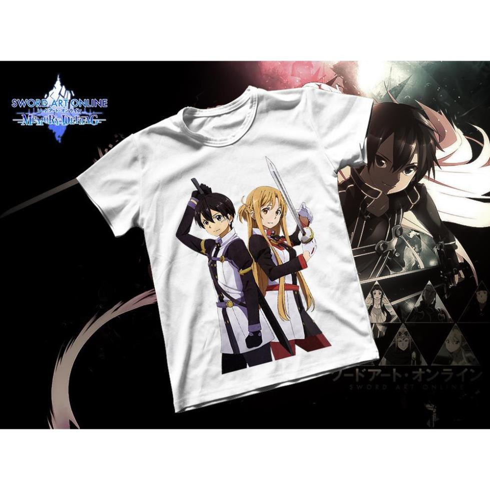 Áo thun Cotton Unisex - Anime - Sword Art Online - Kirito và Asuna