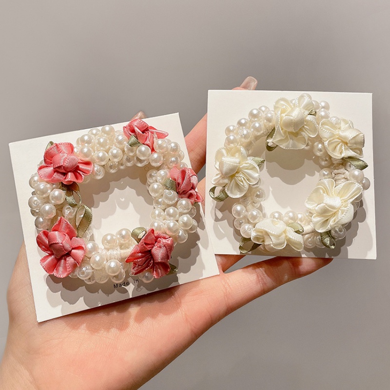 Dây Cột Tóc Đính Ngọc Trai Hình Hoa Phong Cách Hàn Quốc Thời Trang 2022