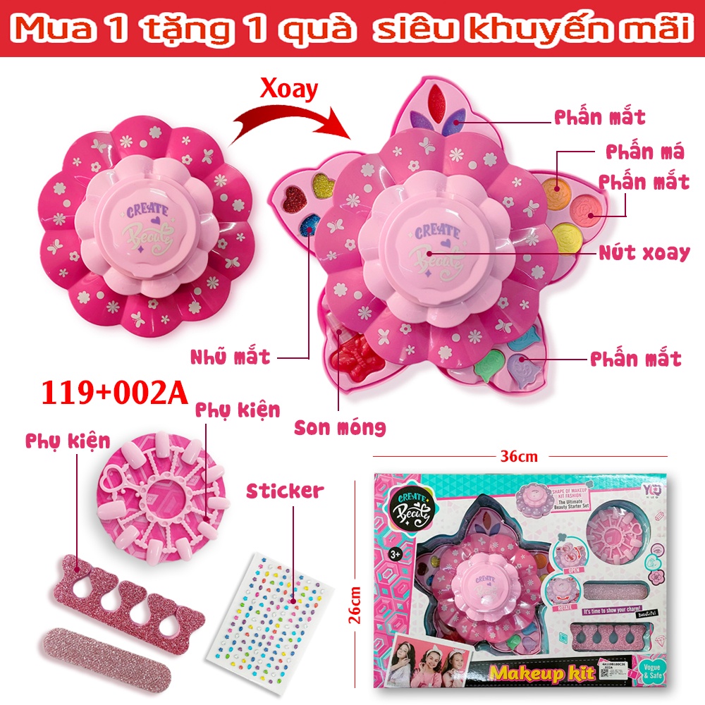 Bộ Đồ Chơi Trang Điểm Cho Bé Gái nhiều mẫu trang điểm thật