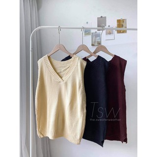 Áo gile len trơn form rộng