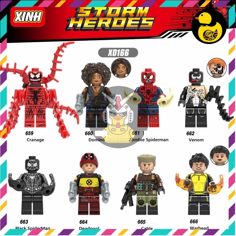 X0166 Mô Hình Siêu Anh Hùng   Nhân Vật Black Spider-Man Deadpool Venom Domino Carnage