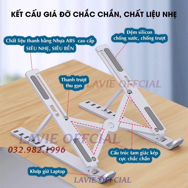 Giá Đỡ Laptop Mini ABS Nhỏ Gọn Bỏ Túi, Đế Tản Nhiệt Laptop Stand Cao Cấp 7 Mức Độ Gọn Nhẹ Siêu Rẻ