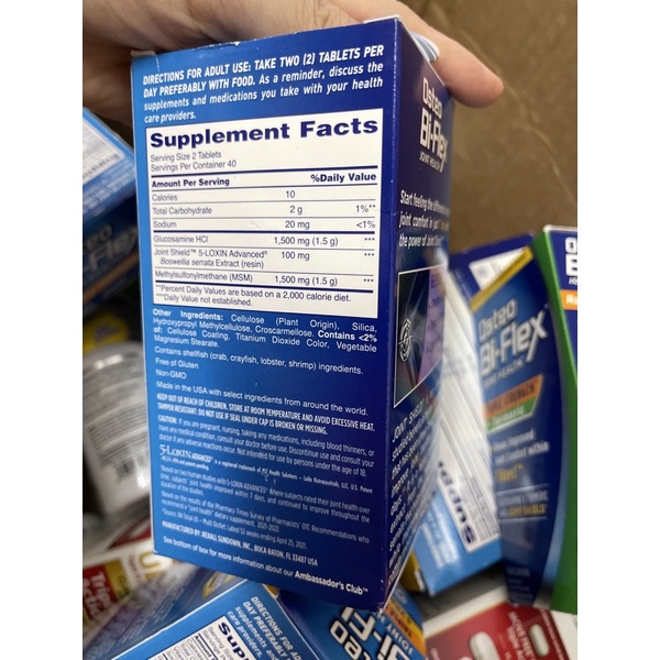 Osteo bi flex viên uống 200 viên,160 viên,80 viên có bổ xung vitamin d3 và glucosamine chondroitin