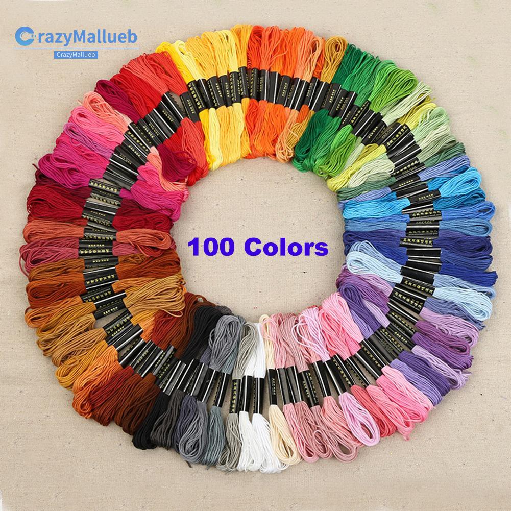 DMC Bộ 100 Cuộn Chỉ Thêu Bằng Cotton Nhiều Màu Sắc