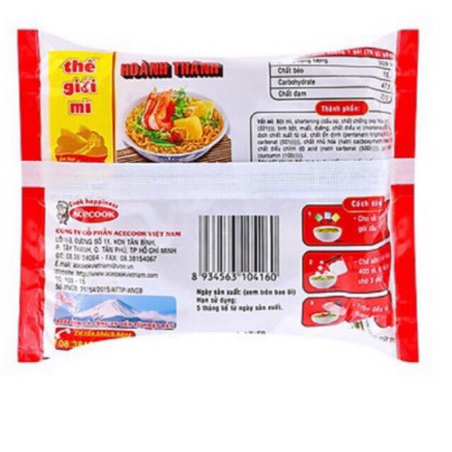 Thùng 30 gói mì hoành thánh tôm Vina Acecook gói 76G