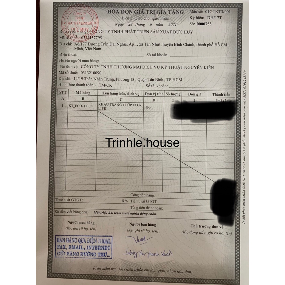 Khẩu trang y tế 4 lớp Eco- Life giấy lọc kháng khuẩn- hộp 50 cái- tân bình