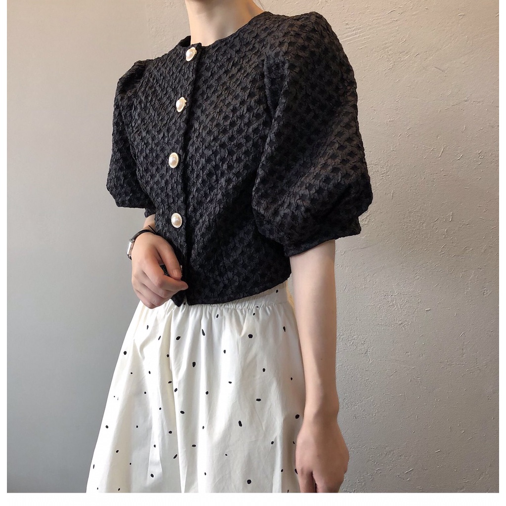 SUXI Áo kiểu cardigan tay ngắn dáng lửng phong cách retro thời trang mùa hè xinh xắn dành cho nữ